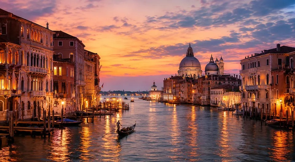 Venice glowing at evening