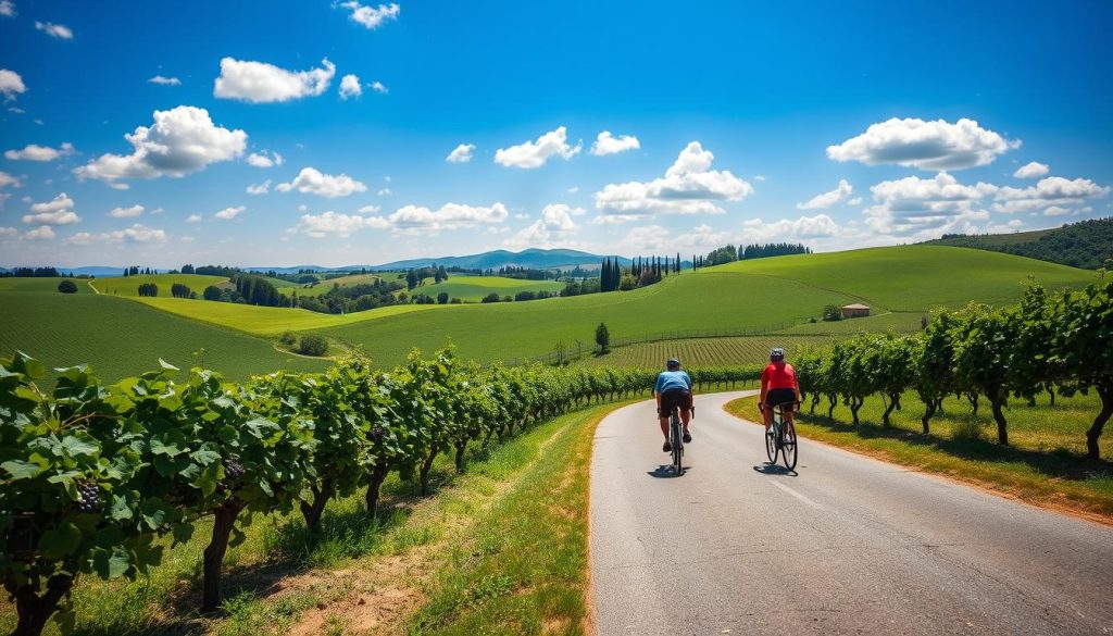 Cycling through Tuscany's vineyards