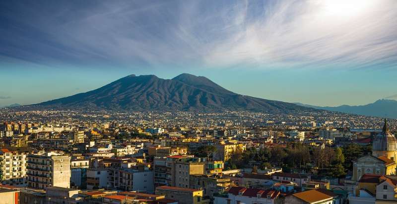 Naples, Itay with Mt Vesuvius in Background