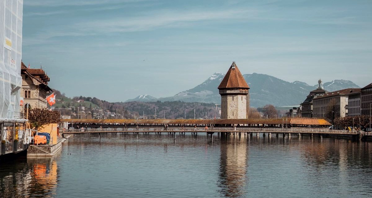 Chapel Bridge and Water Tower on the Lucerne waterfront