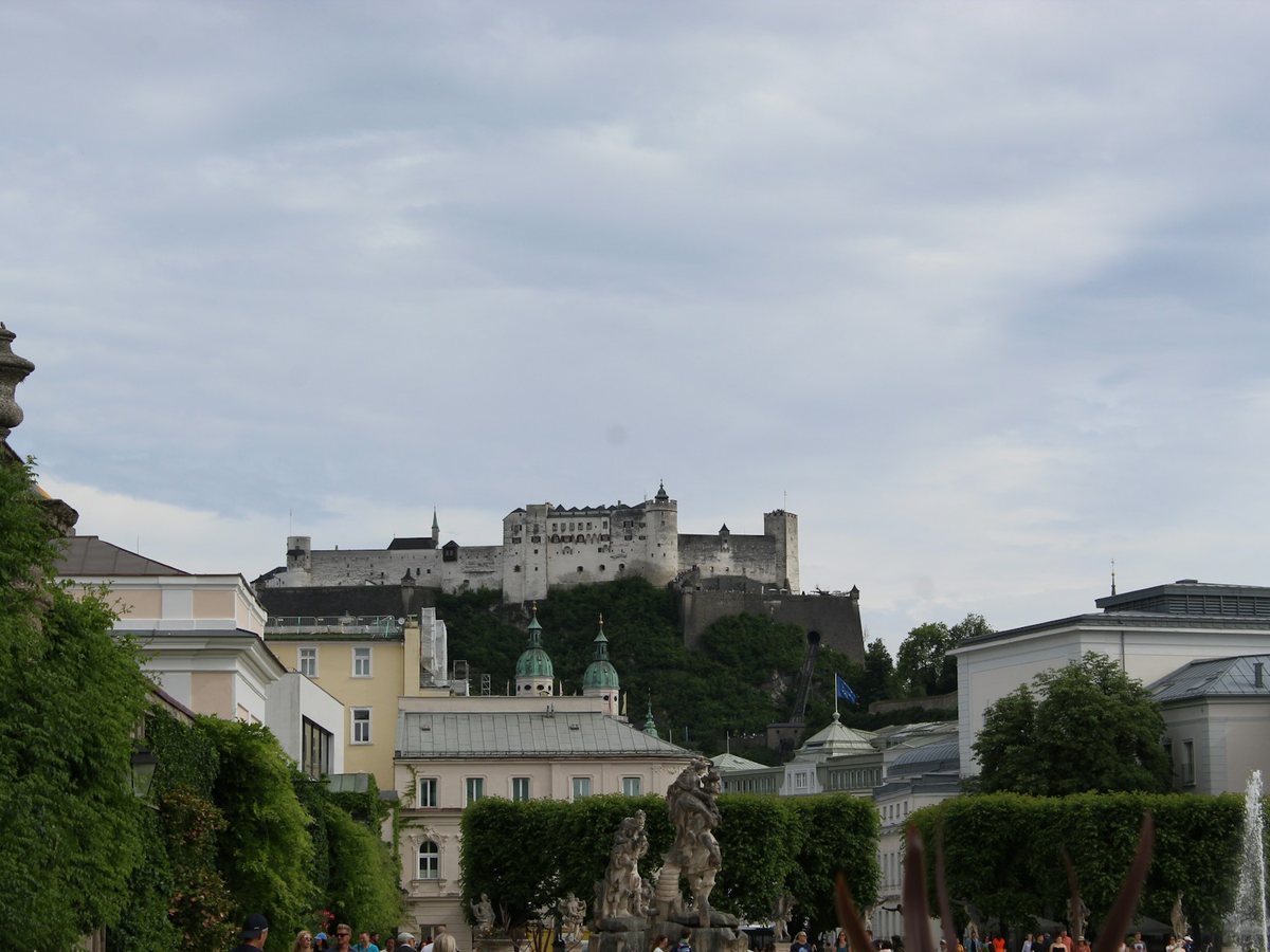 Hohensalzburg Fortress above Mirabell Gardens in Salzburg