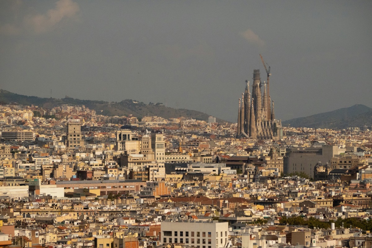 Barcelona skyline with La Sagrada Familia