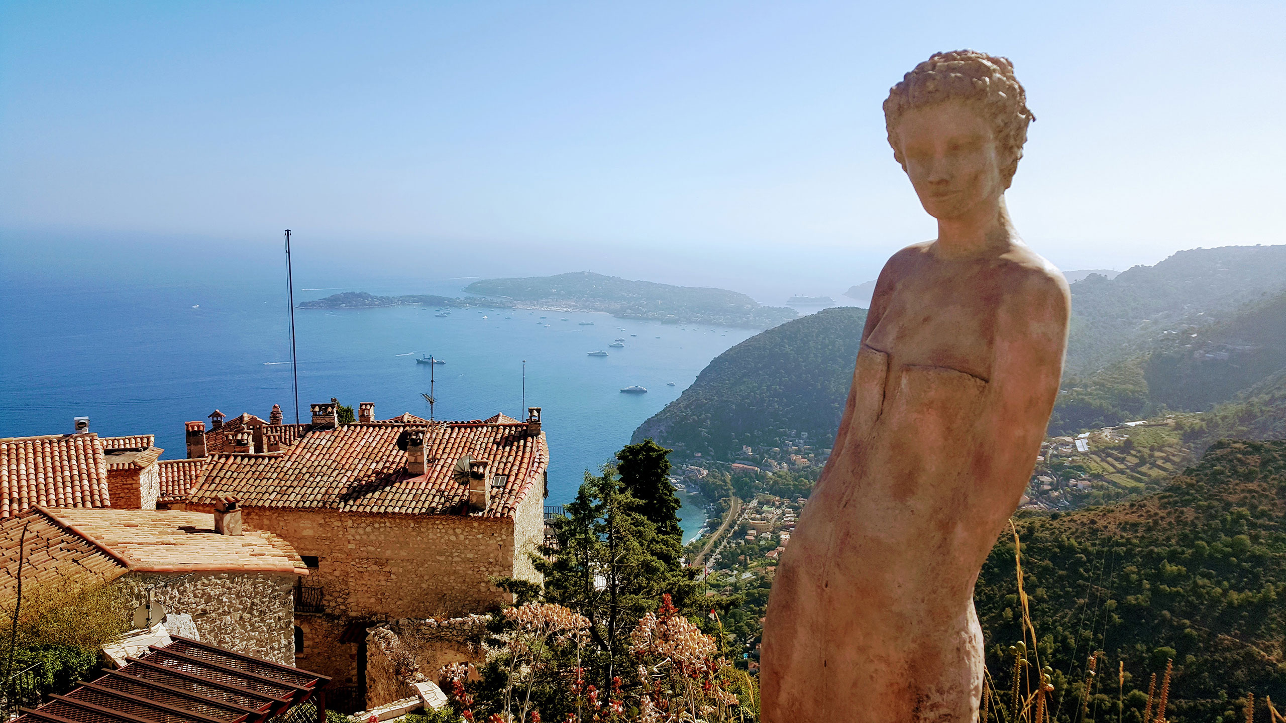 Mediterranean coast viewed from a hill village on the Côte d’Azur
