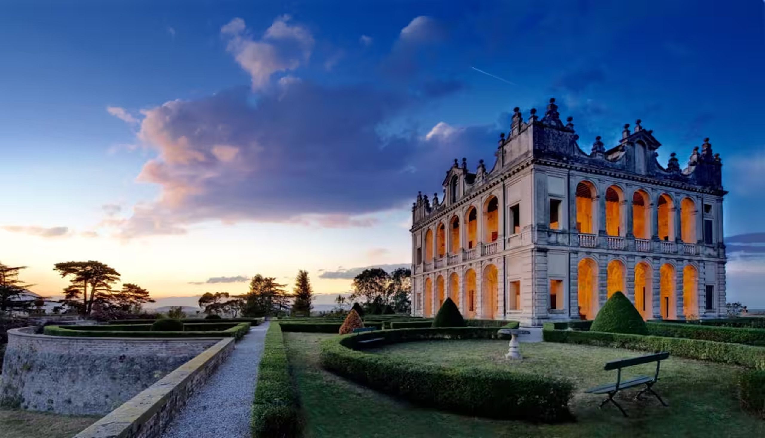Historic Italian villa and gardens in the countryside
