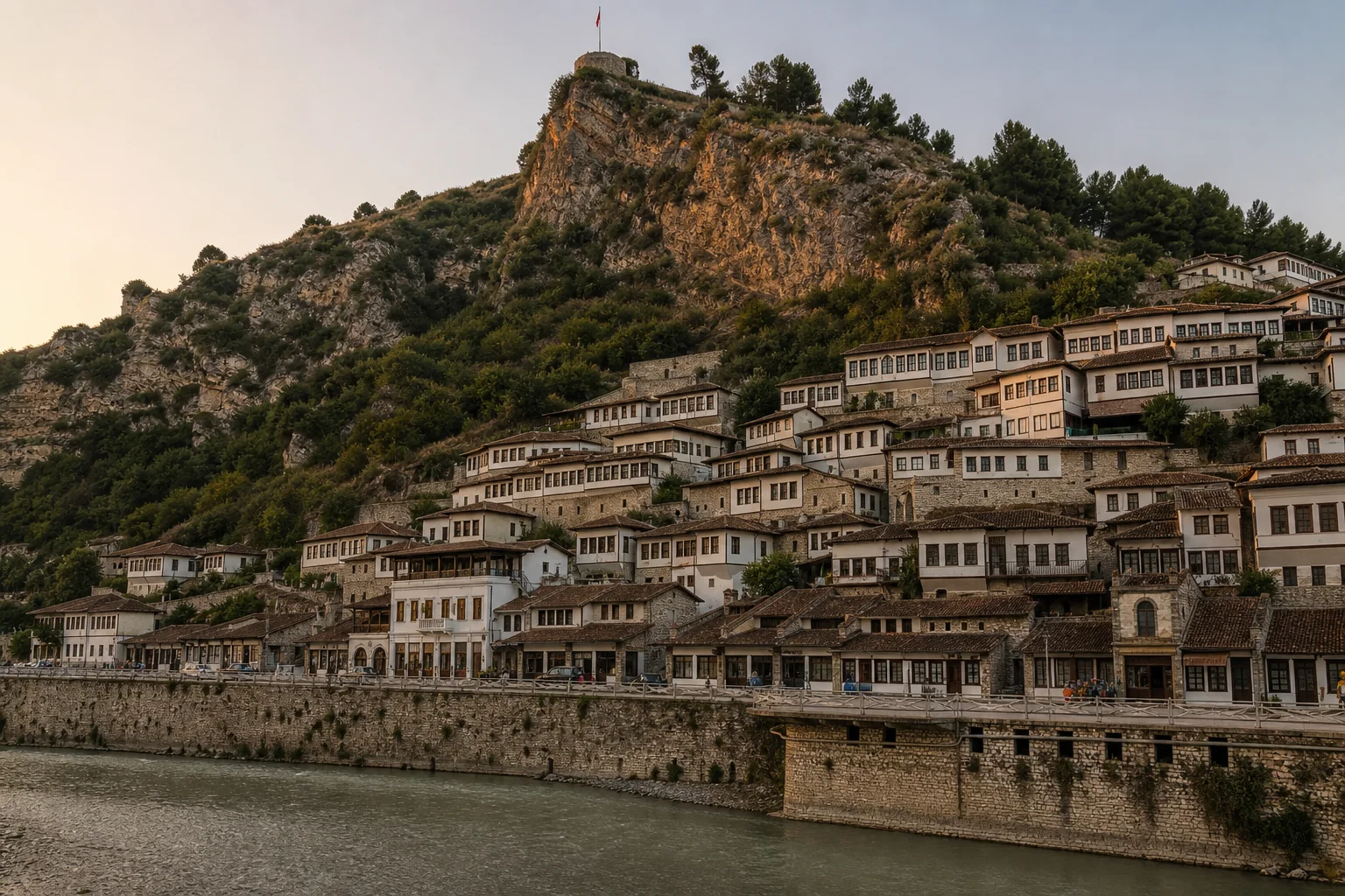 Editorial interpretation of Berat&rsquo;s historic hillside quarters