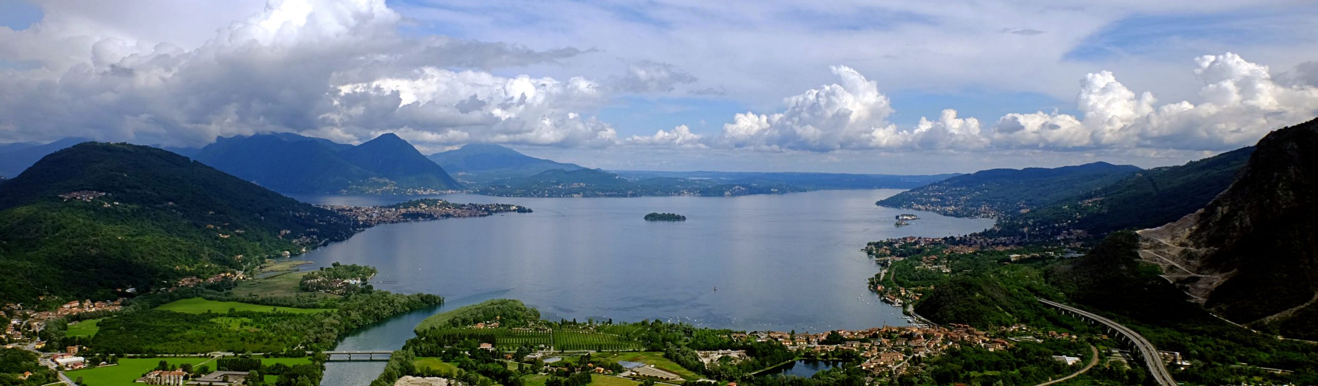 Lake Maggiore framed by mountains and lakeside villages
