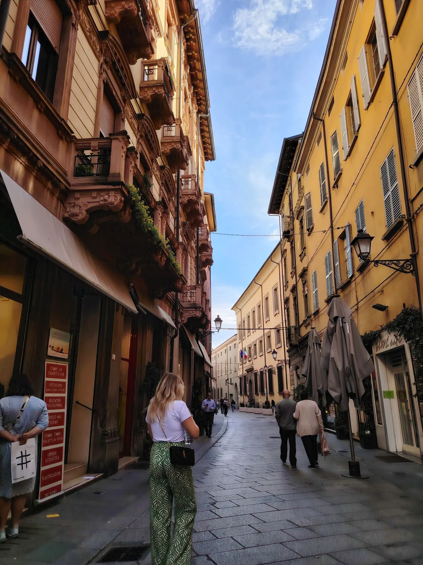 Historic street and architecture in central Parma