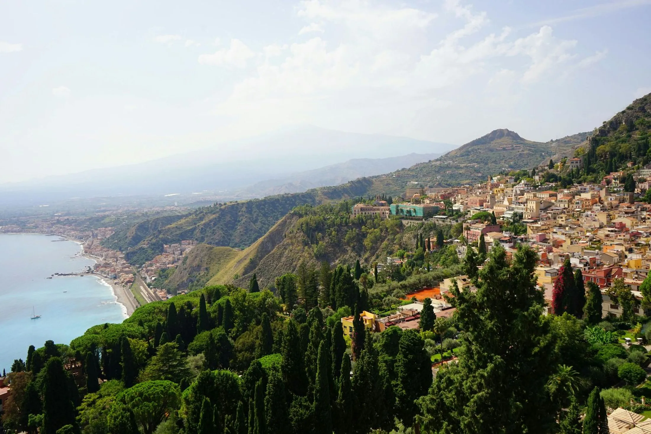 Sardinian coastline and Mediterranean village