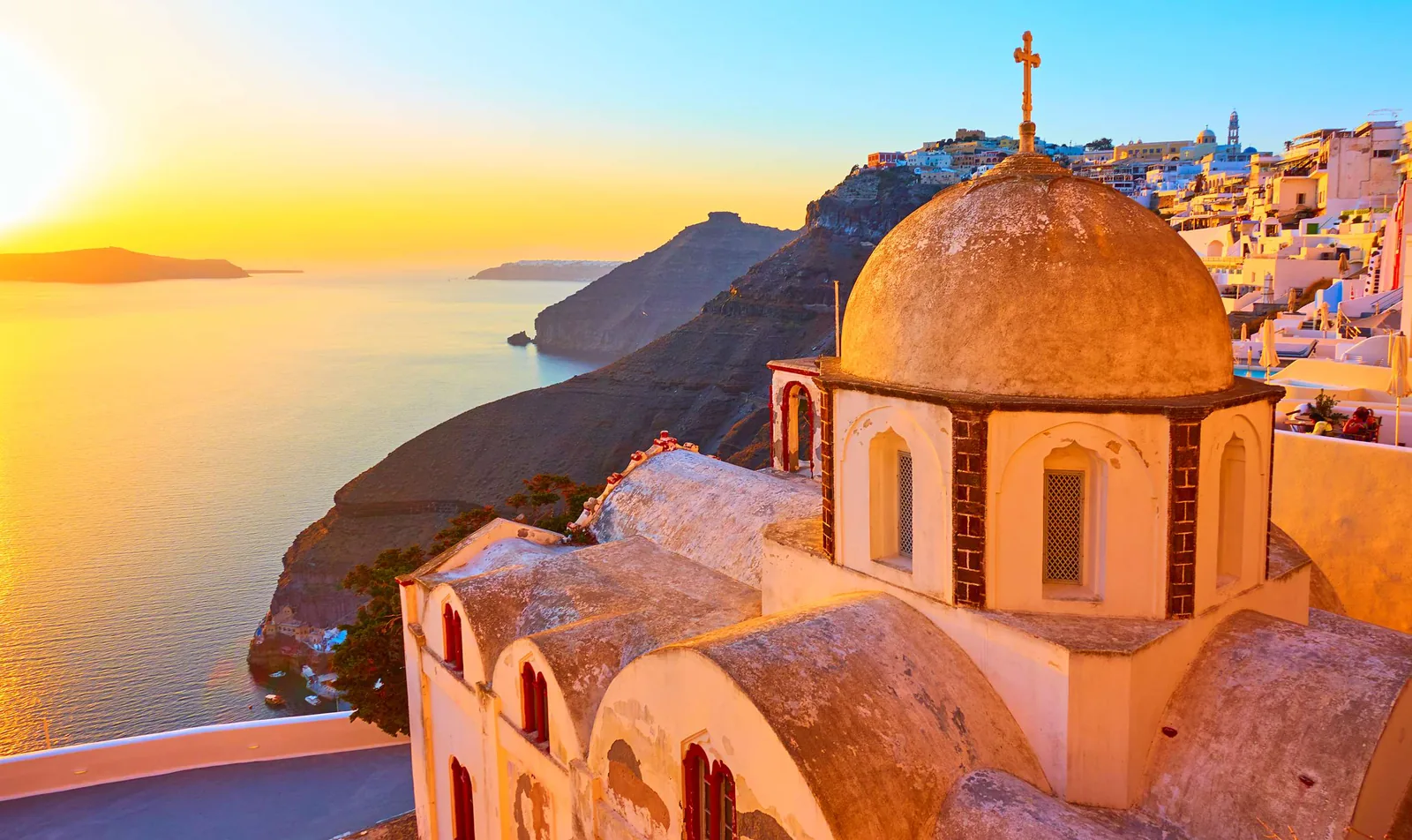 Santorini caldera and whitewashed villages