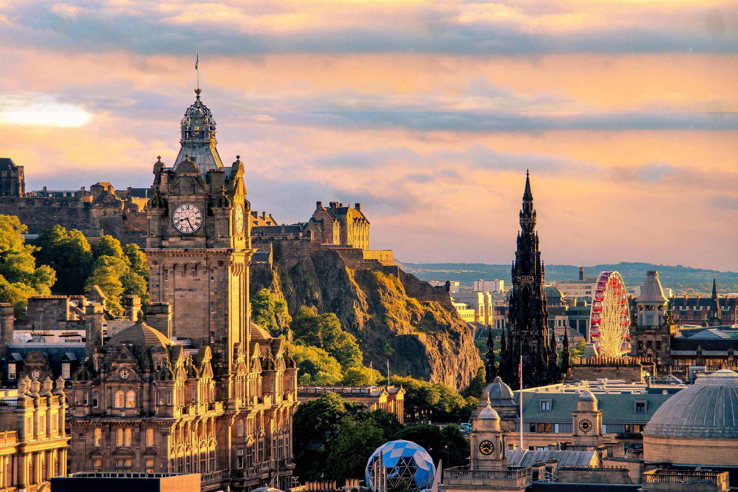 Edinburgh skyline and historic stone architecture