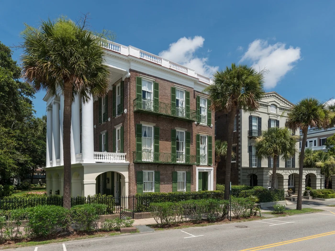 Historic homes and palms along East Battery in Charleston